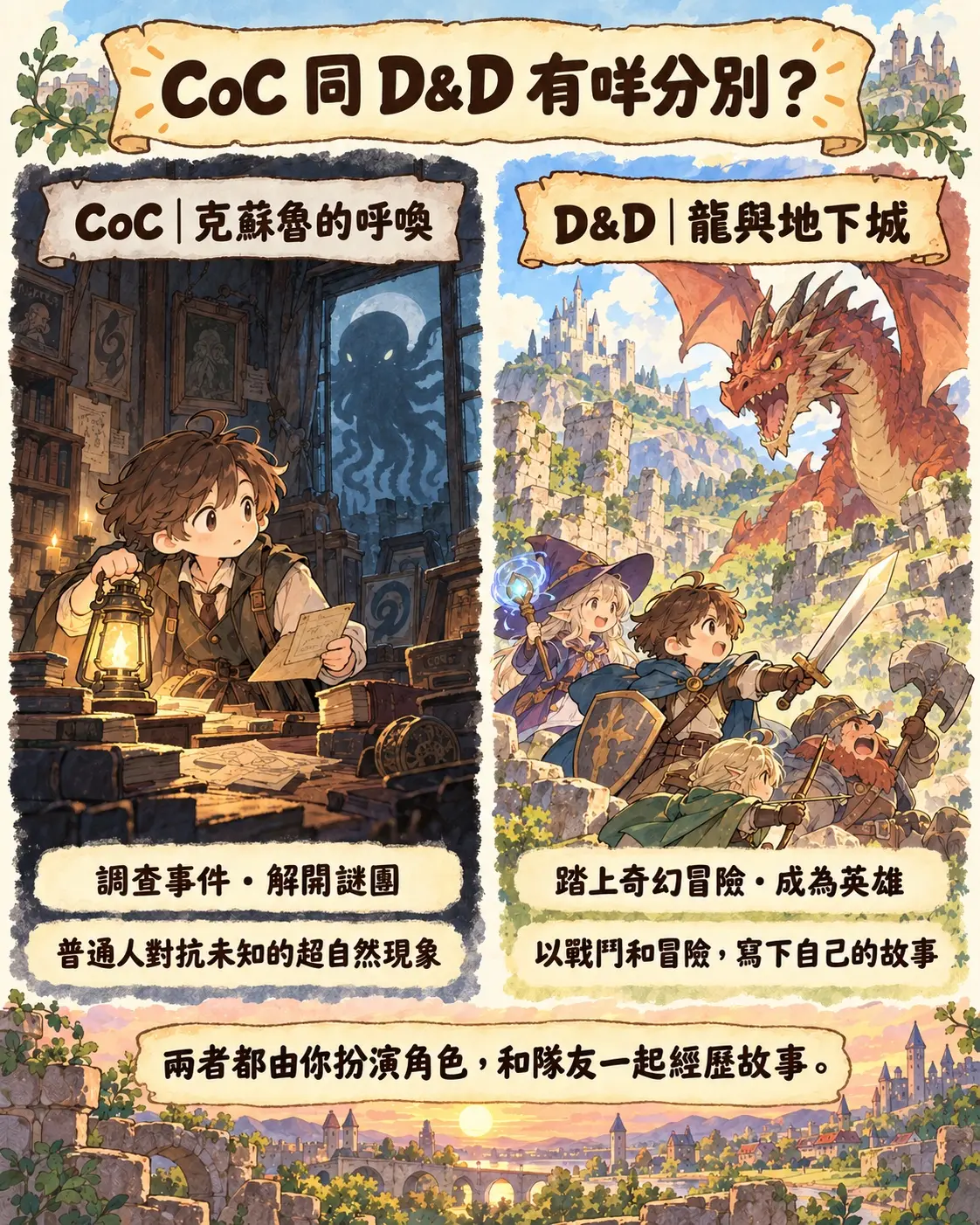 CoC 與 D&D 的玩法分別